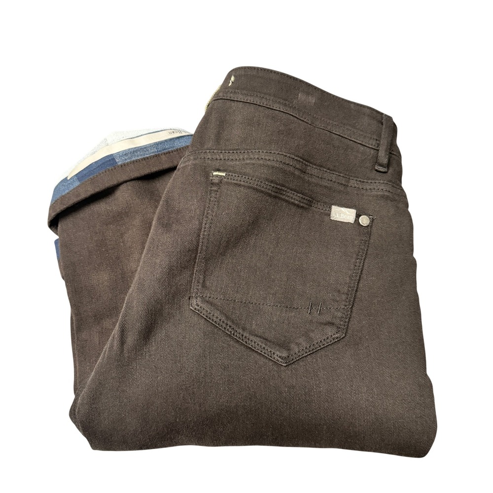 LL Bean Jeans Womens 8 (31x30 ACTUAL) Flannel Lined‎ Stretch Black Outdoor Pants